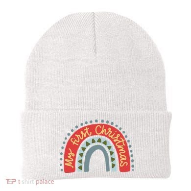 My First Christmas Cute Rainbow Holiday Beanie