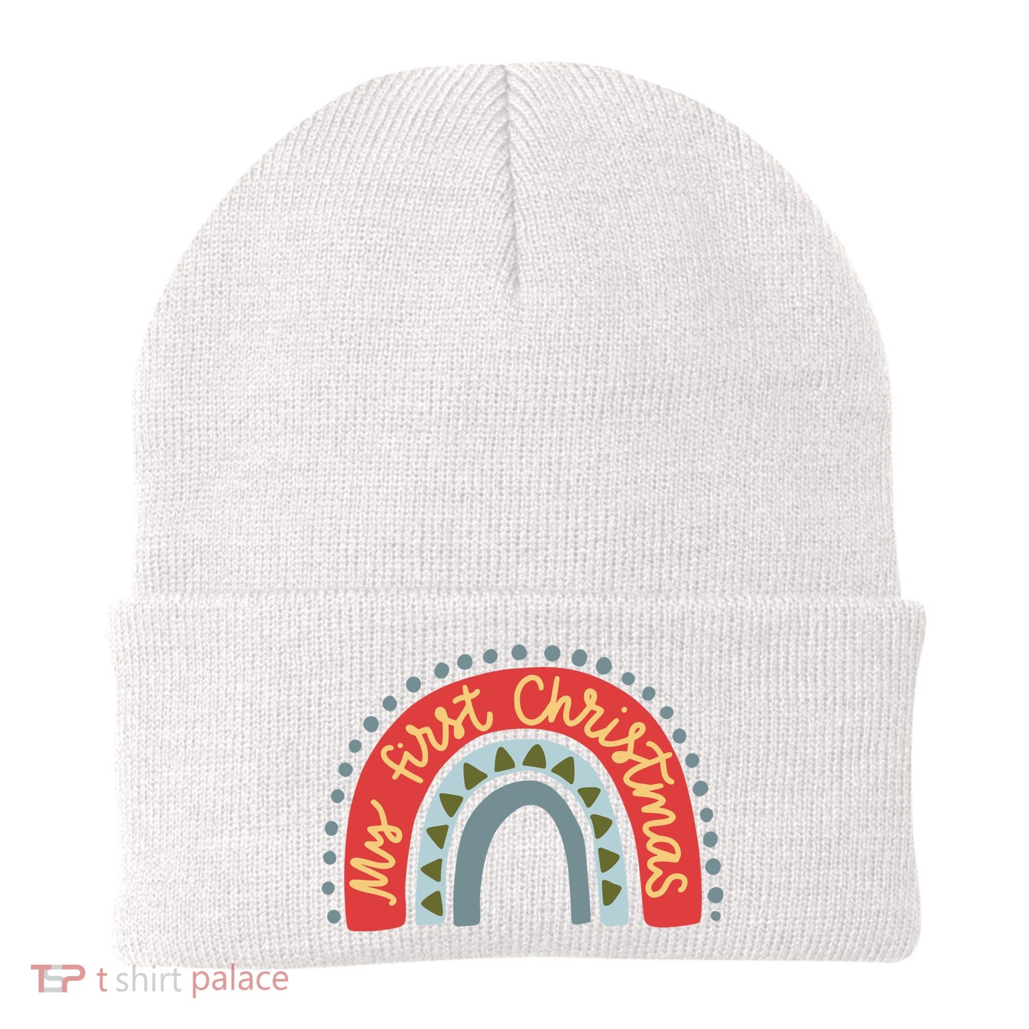 My First Christmas Cute Rainbow Holiday Beanie