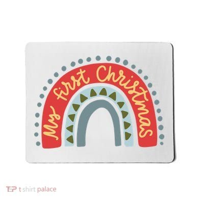 My First Christmas Cute Rainbow Holiday Mousepad