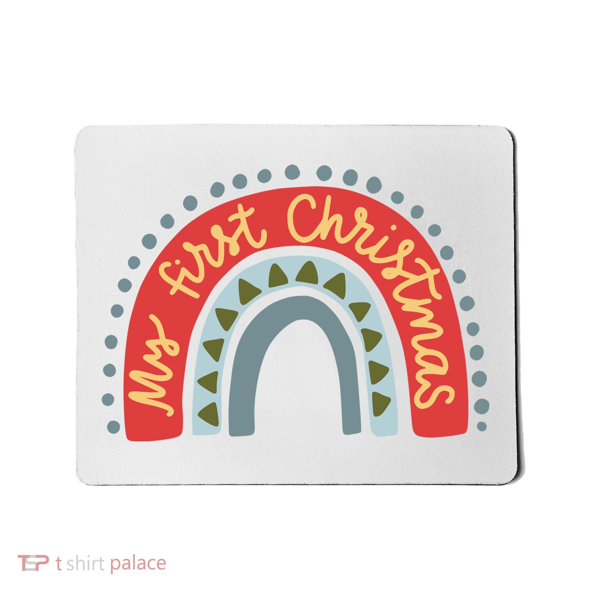 My First Christmas Cute Rainbow Holiday Mousepad