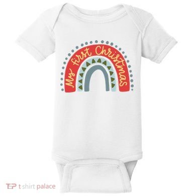 My First Christmas Cute Rainbow Holiday Baby Bodysuit