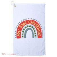 My First Christmas Cute Rainbow Holiday Golf Towel thumb 0