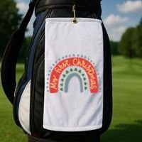 My First Christmas Cute Rainbow Holiday Golf Towel thumb 2
