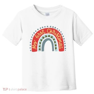 My First Christmas Cute Rainbow Holiday Toddler T-Shirt