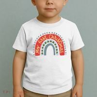 My First Christmas Cute Rainbow Holiday Toddler T-Shirt thumb 2