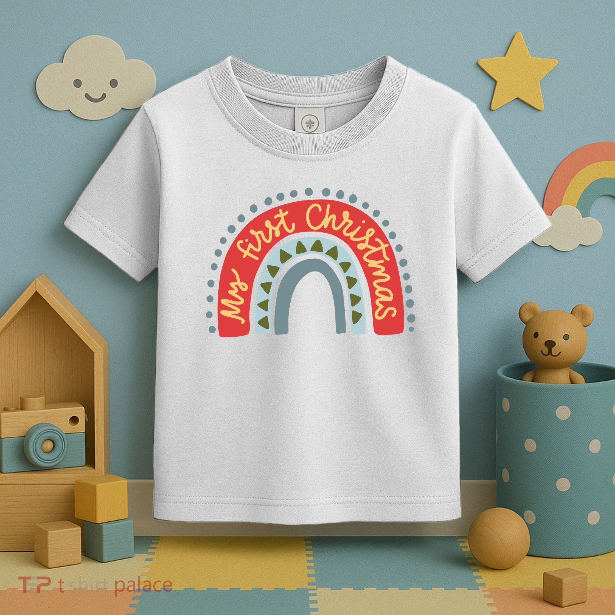 My First Christmas Cute Rainbow Holiday Toddler T-Shirt
