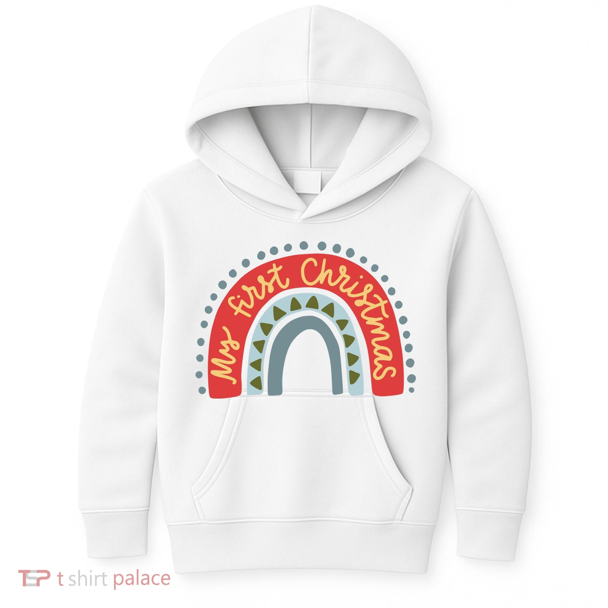 My First Christmas Cute Rainbow Holiday Kids Hoodie