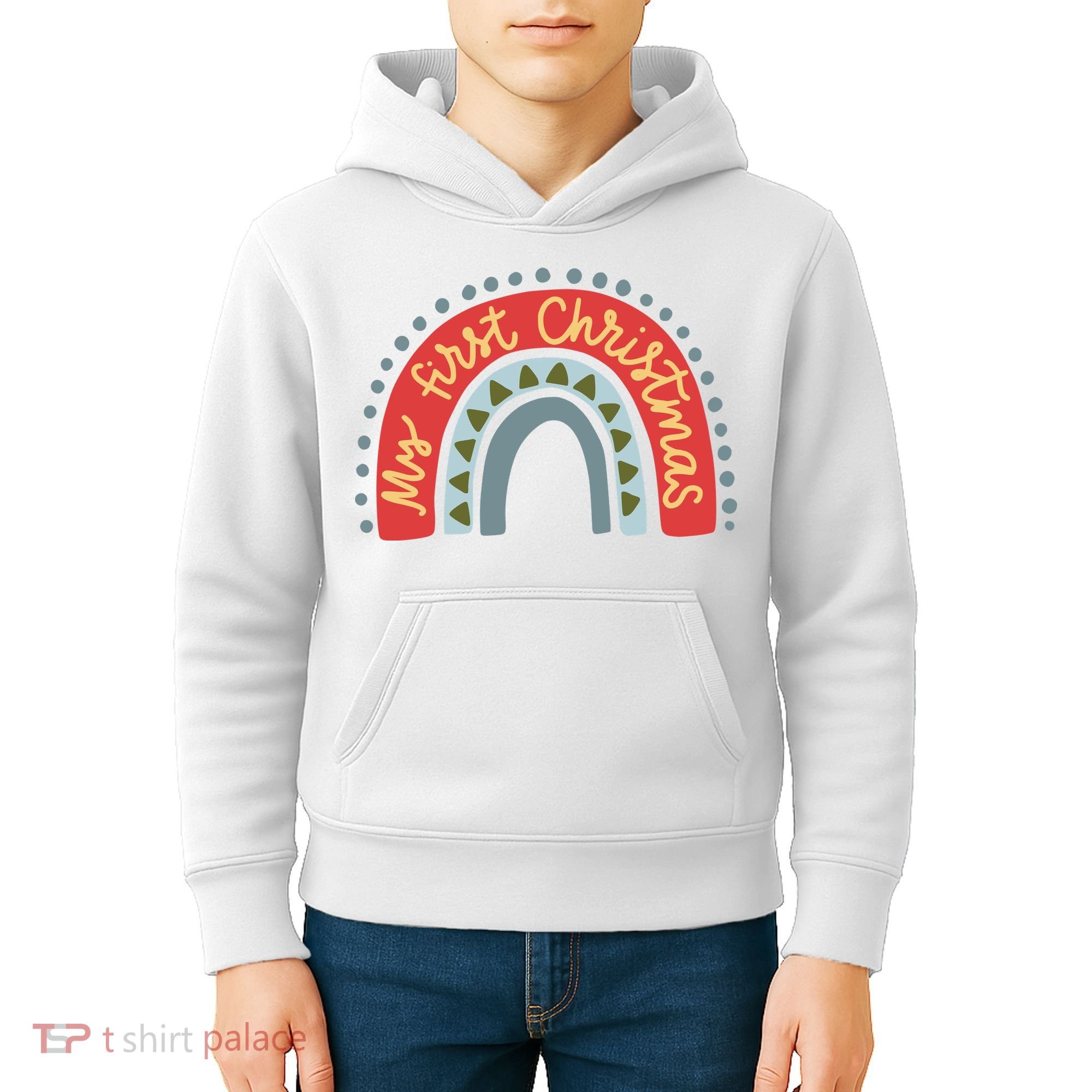 My First Christmas Cute Rainbow Holiday Kids Hoodie