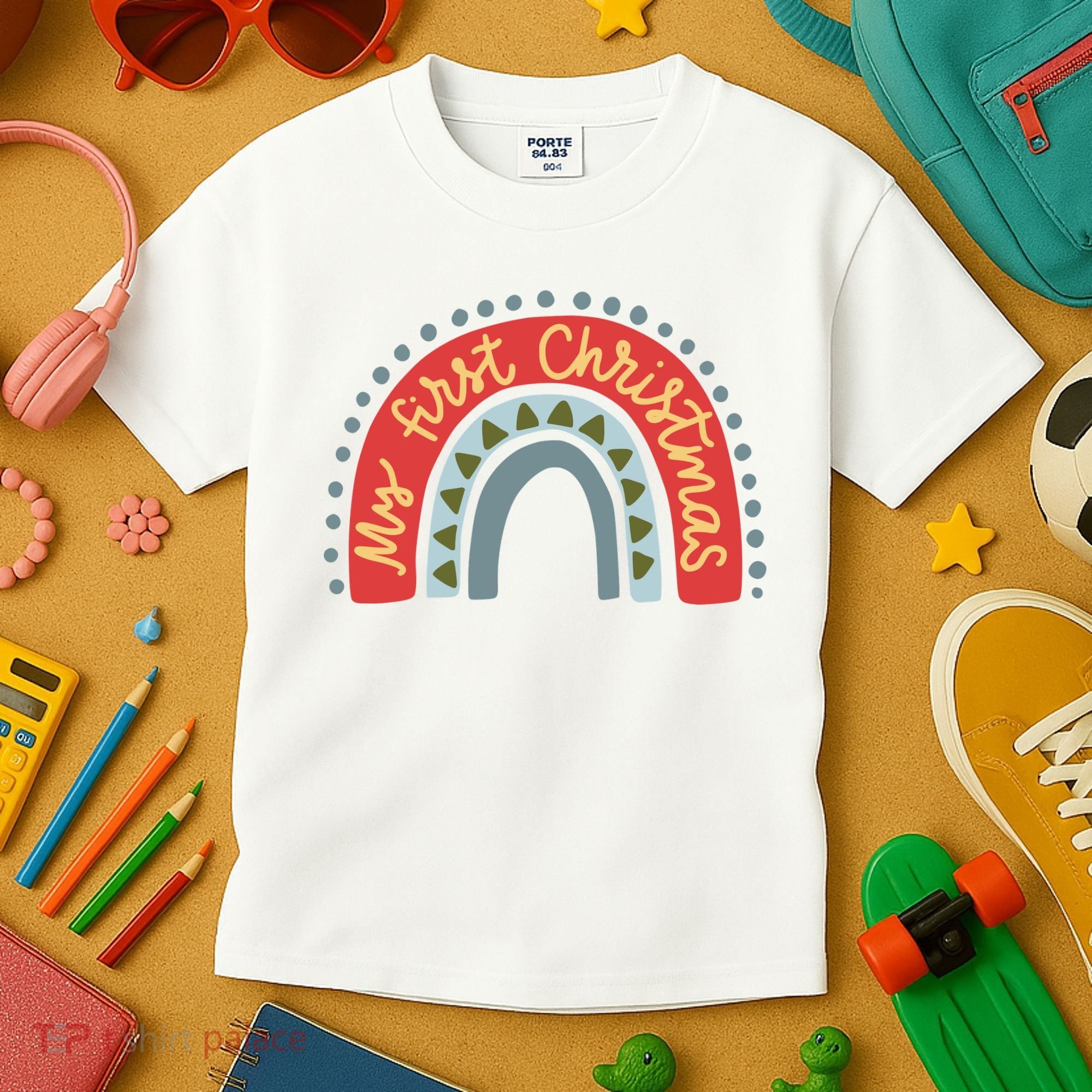 My First Christmas Cute Rainbow Holiday Kids T-Shirt
