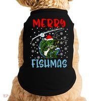 Merry Fishmas Christmas Fishing Holiday Gift Doggie Tank thumb 0