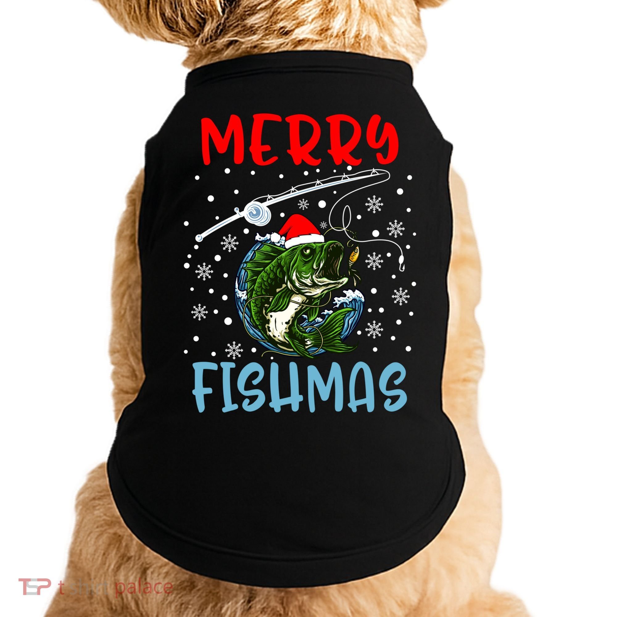 Merry Fishmas Christmas Fishing Holiday Gift Doggie Tank