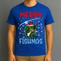 Merry Fishmas Christmas Fishing Holiday Gift T-Shirt thumb 3