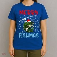 Merry Fishmas Christmas Fishing Holiday Gift T-Shirt thumb 4