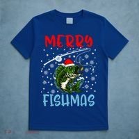 Merry Fishmas Christmas Fishing Holiday Gift T-Shirt thumb 5