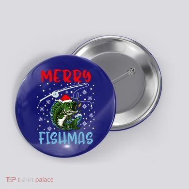 Merry Fishmas Christmas Fishing Holiday Gift Button