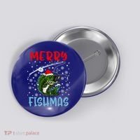 Merry Fishmas Christmas Fishing Holiday Gift Button thumb 0