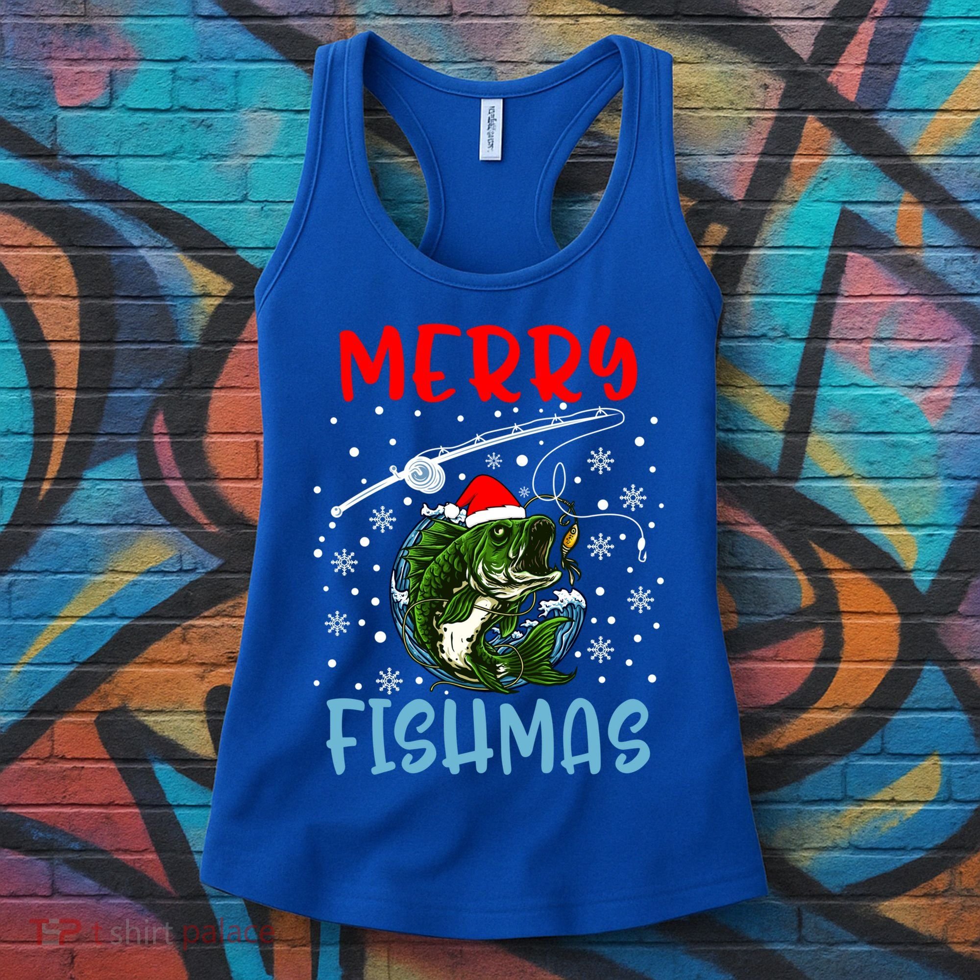 Merry Fishmas Christmas Fishing Holiday Gift Women's Tank Top