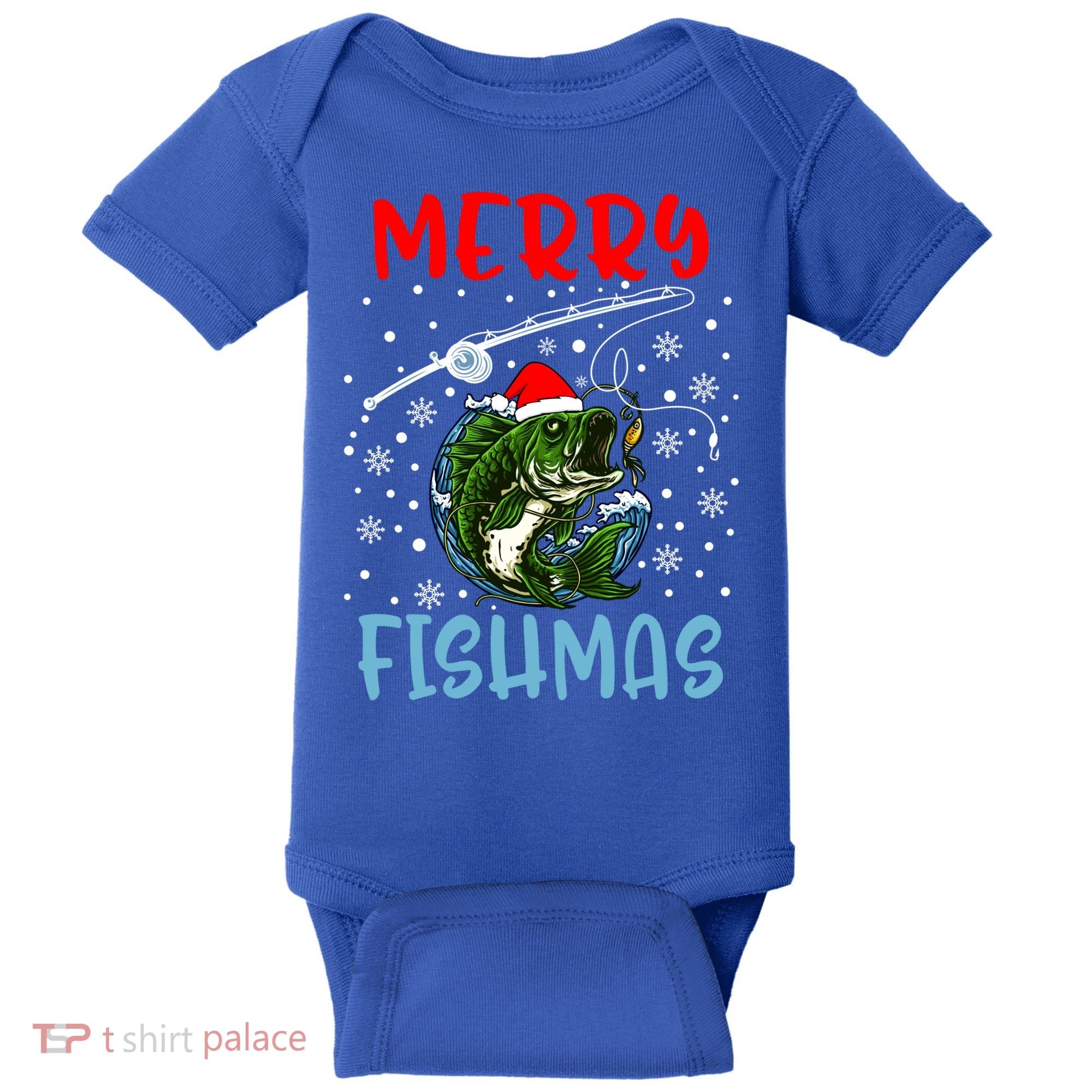 Merry Fishmas Christmas Fishing Holiday Gift Baby Bodysuit