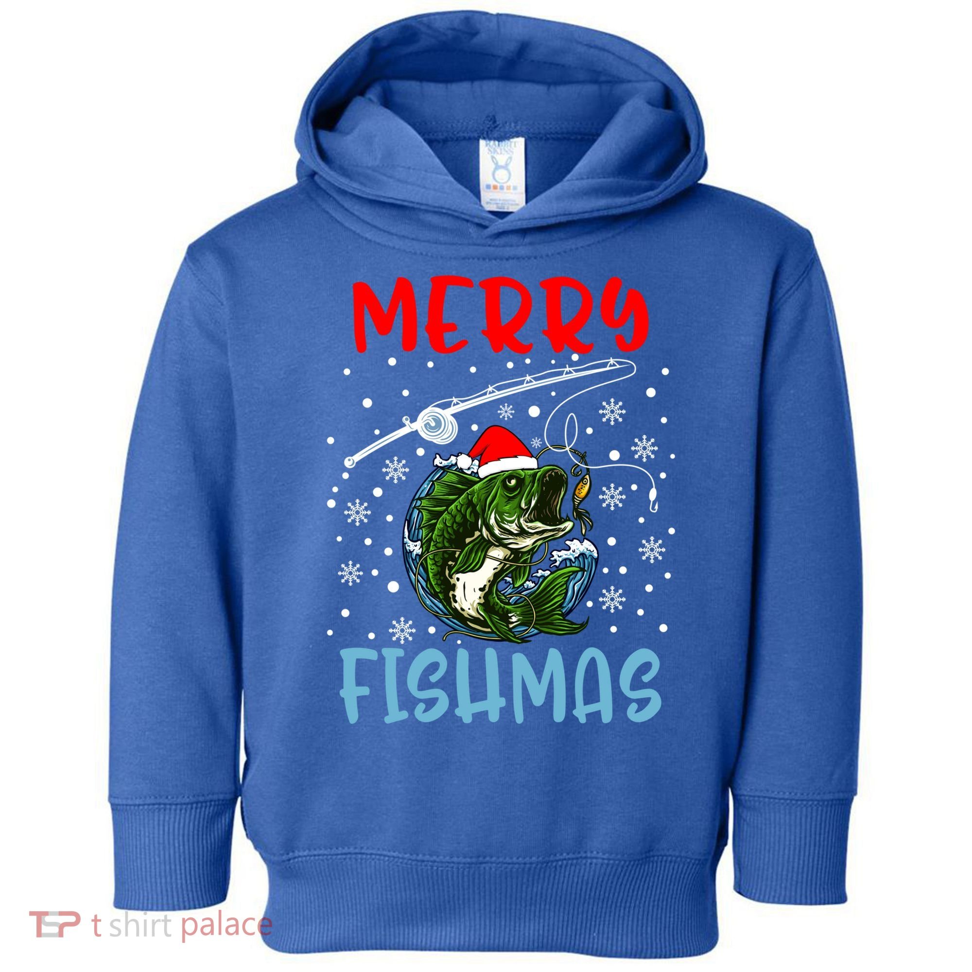 Merry Fishmas Christmas Fishing Holiday Gift Toddler Hoodie