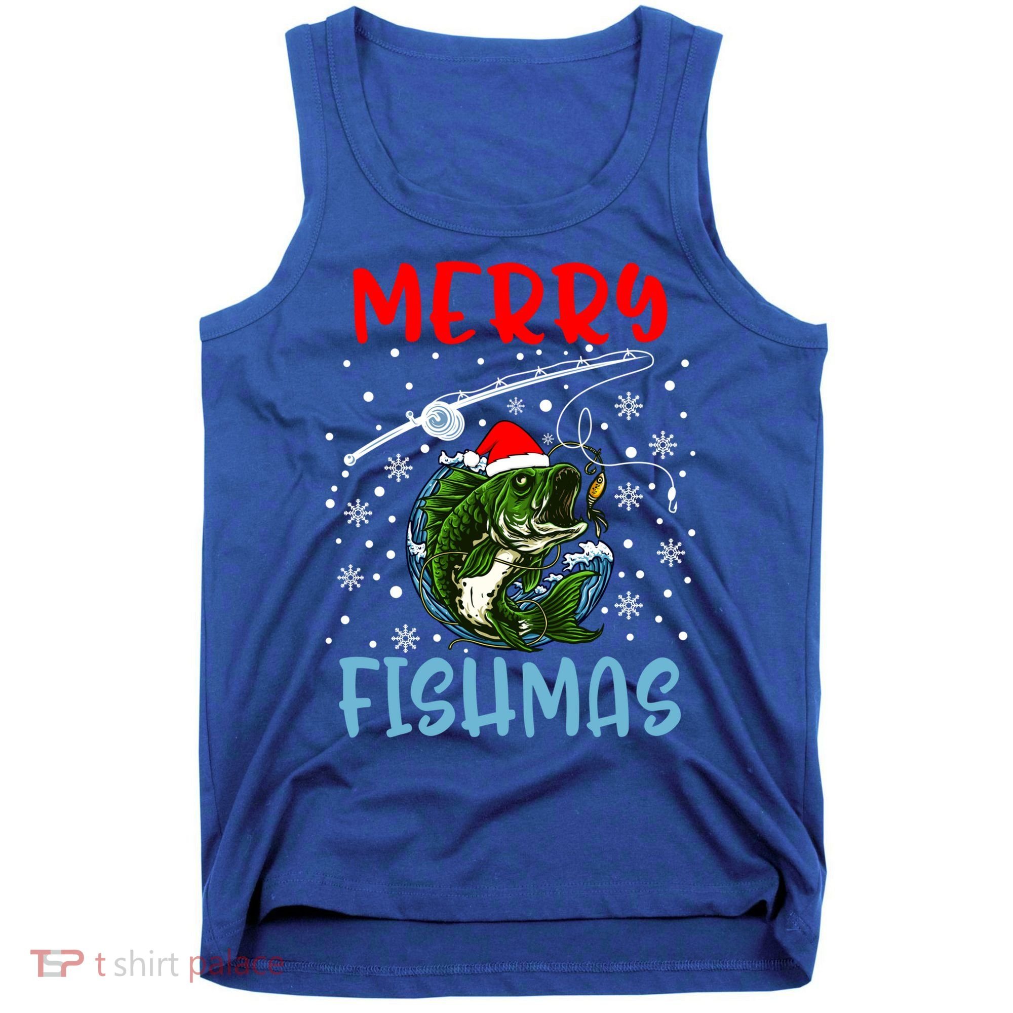 Merry Fishmas Christmas Fishing Holiday Gift Tank Top