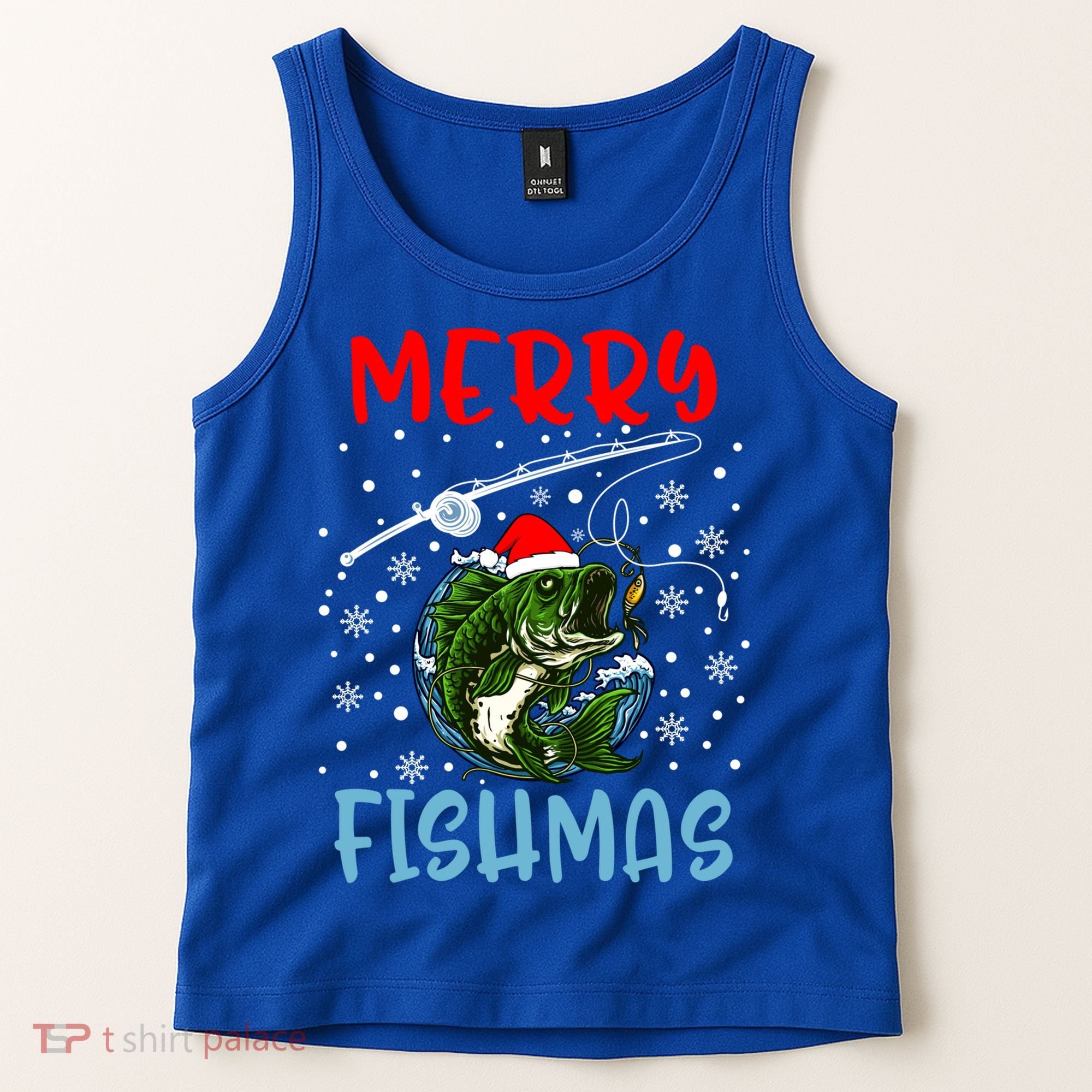 Merry Fishmas Christmas Fishing Holiday Gift Tank Top