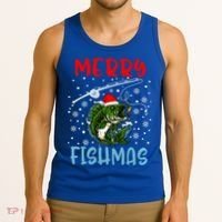 Merry Fishmas Christmas Fishing Holiday Gift Tank Top thumb 3
