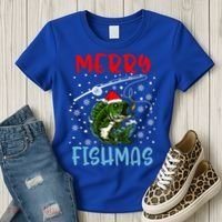 Merry Fishmas Christmas Fishing Holiday Gift Women's T-Shirt thumb 3