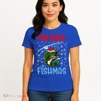 Merry Fishmas Christmas Fishing Holiday Gift Women's T-Shirt thumb 4