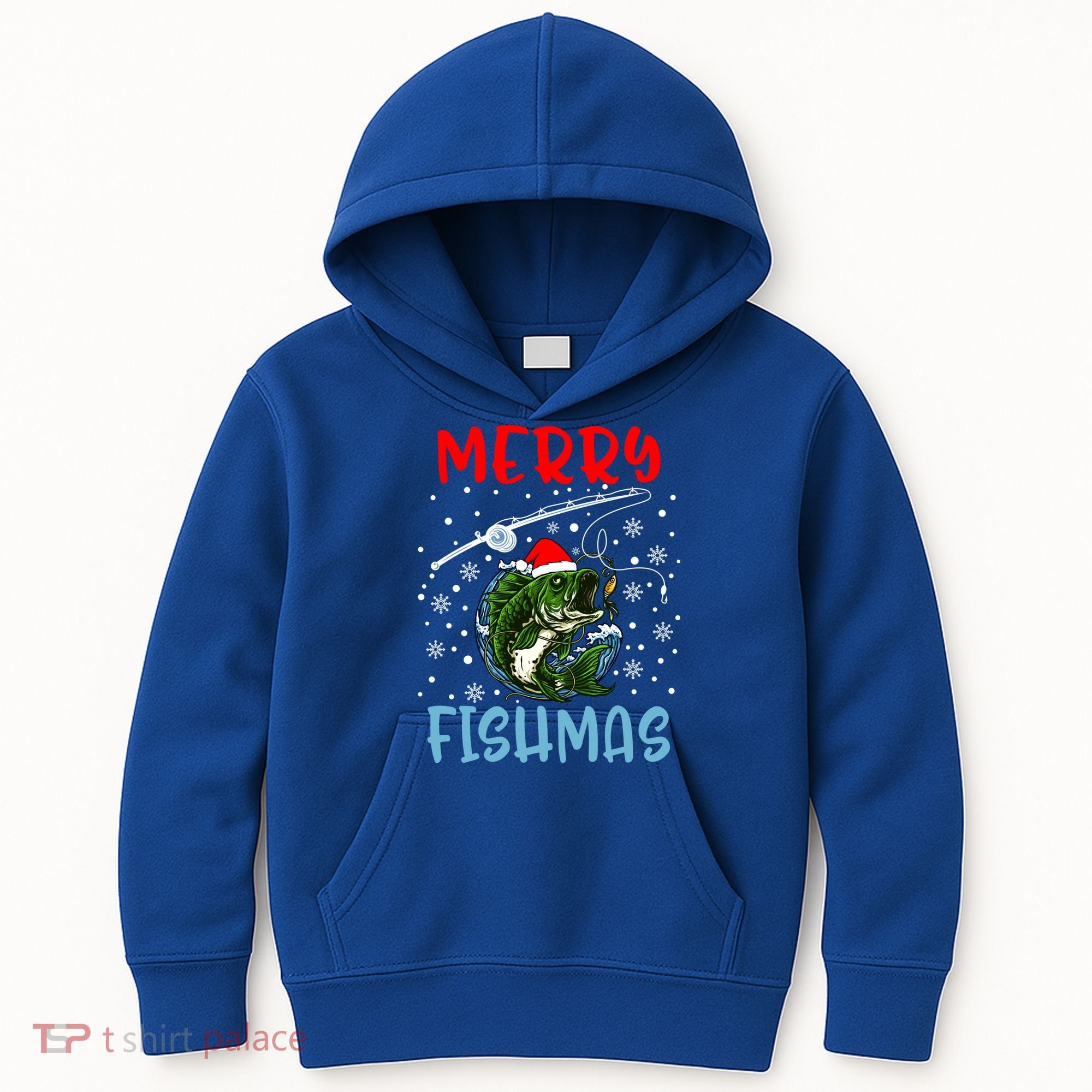 Merry Fishmas Christmas Fishing Holiday Gift Kids Hoodie