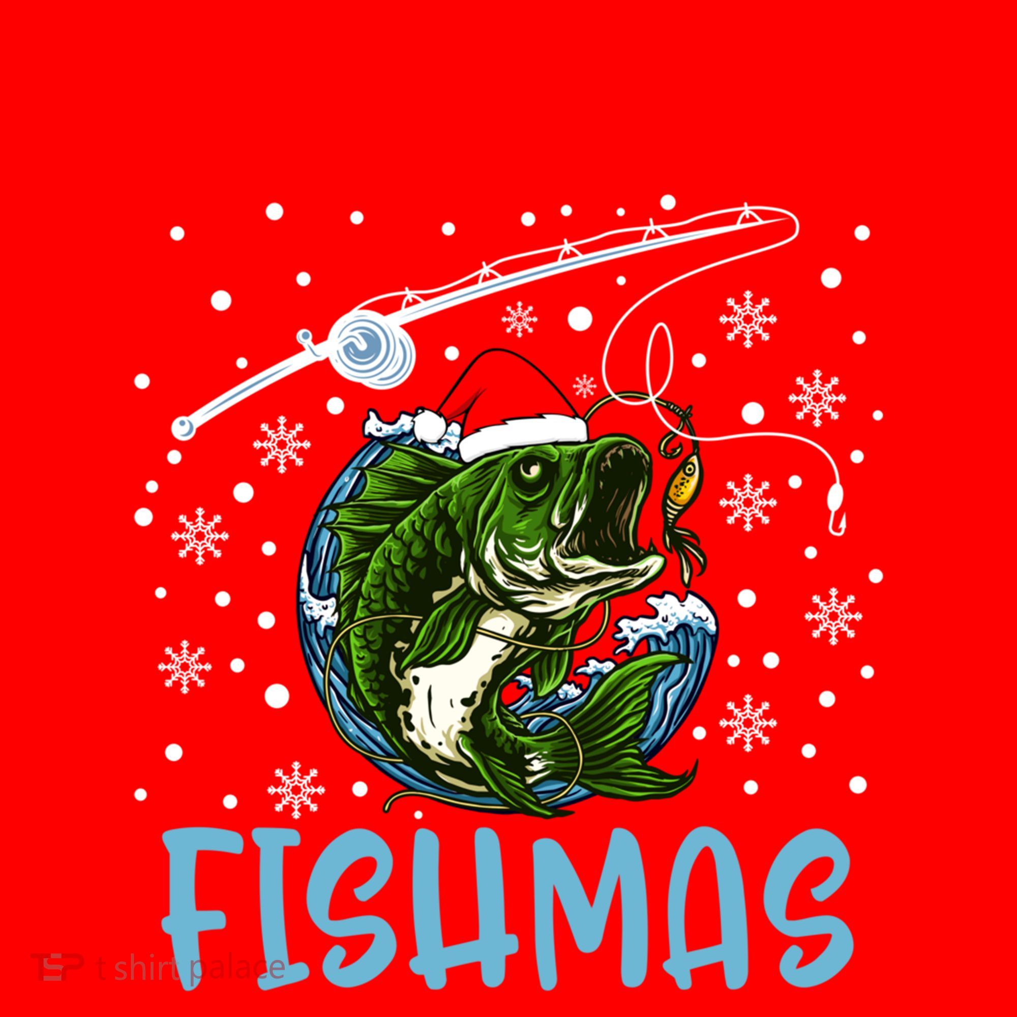 Merry Fishmas Christmas Fishing Holiday Gift Santa Hat