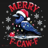 Merry F-Caw-F Crow Funny Christmas X-Mas Coaster thumb 2