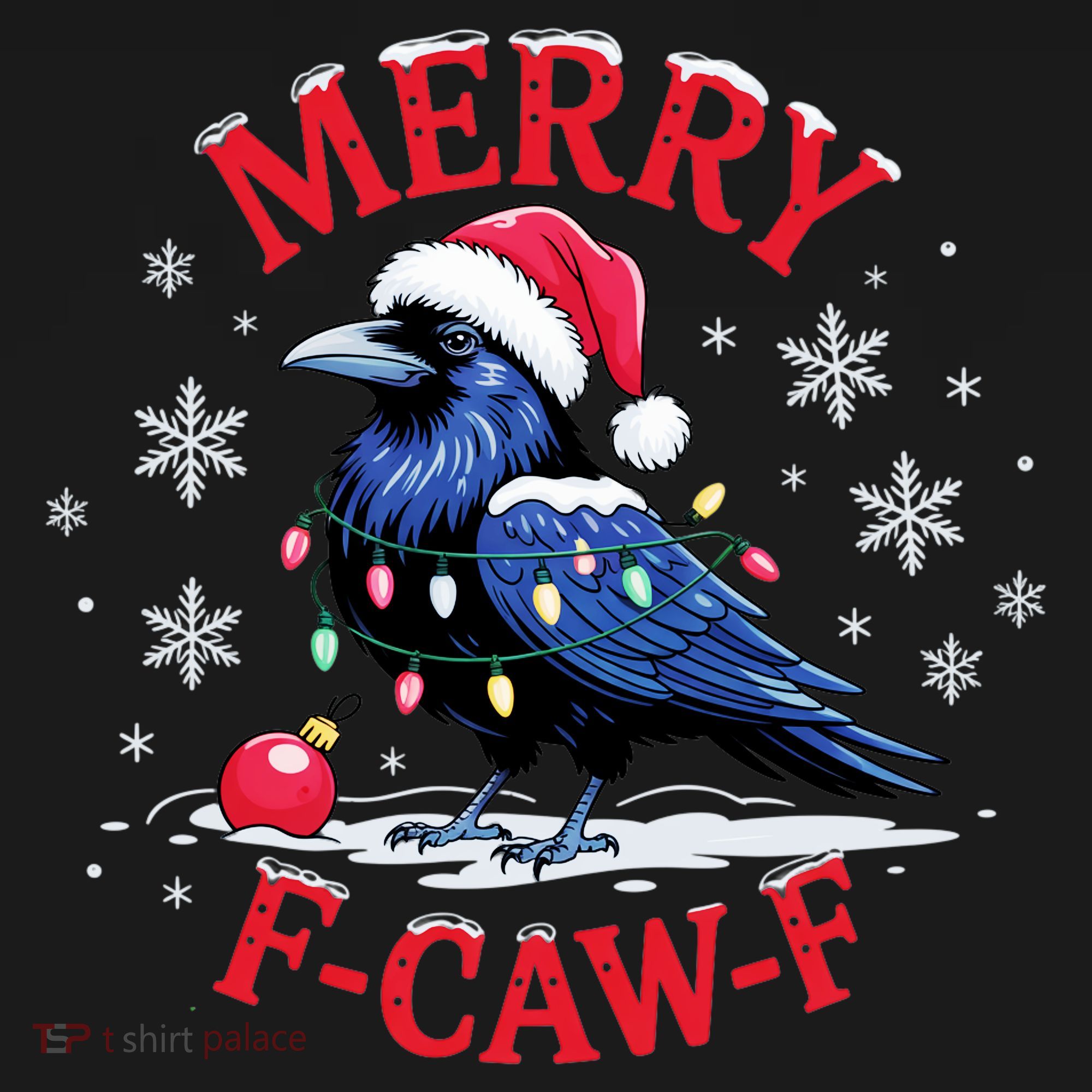 Merry F-Caw-F Crow Funny Christmas X-Mas Coaster