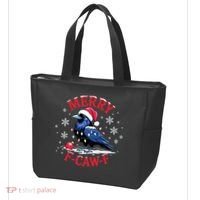 Merry F-Caw-F Crow Funny Christmas X-Mas Tote Bag thumb 3
