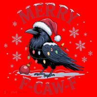 Merry F-Caw-F Crow Funny Christmas X-Mas Santa Hat thumb 1