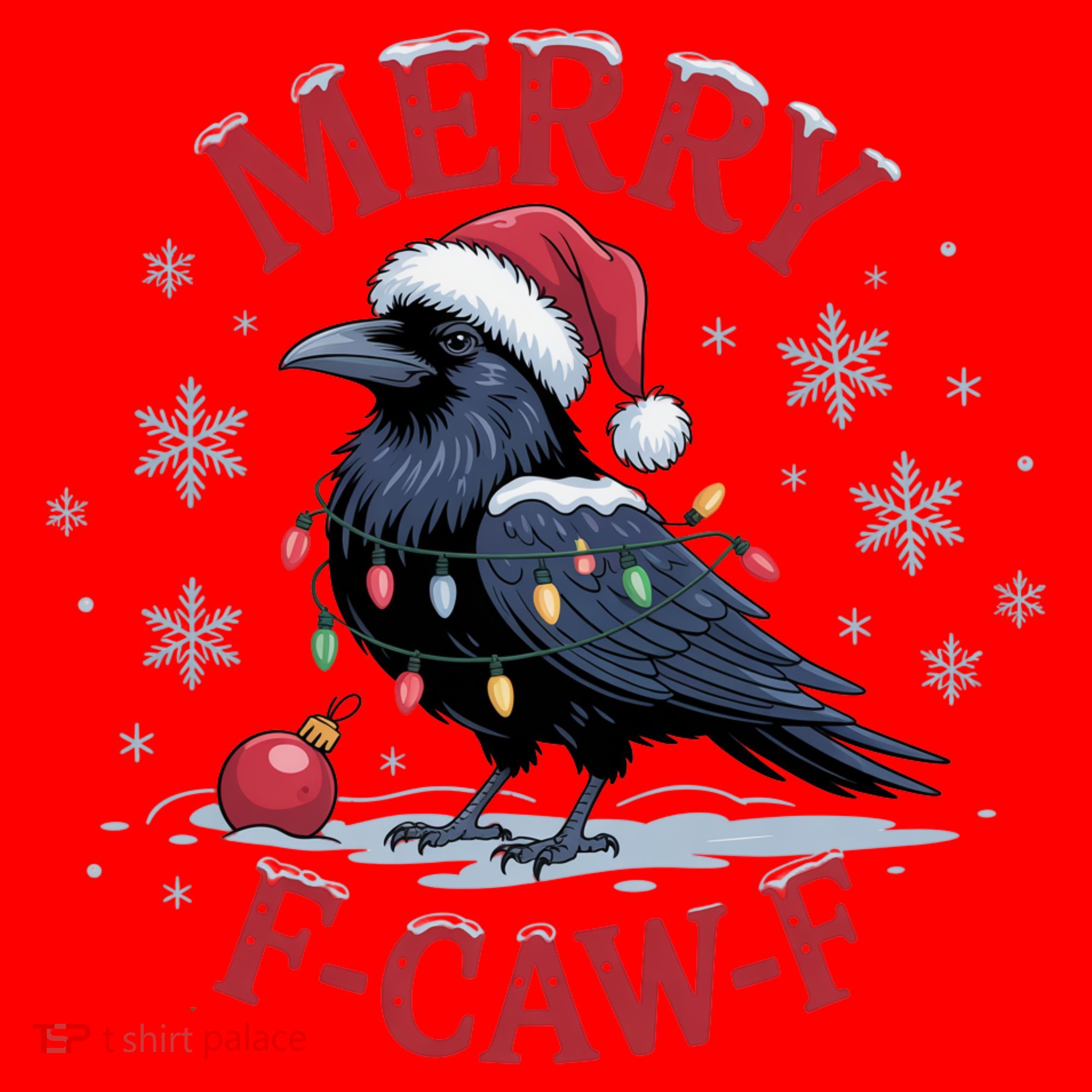 Merry F-Caw-F Crow Funny Christmas X-Mas Santa Hat
