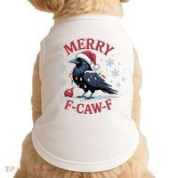 Merry F-Caw-F Crow Funny Christmas X-Mas Doggie Tank thumb 0