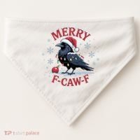 Merry F-Caw-F Crow Funny Christmas X-Mas USA-Made Doggie Bandana thumb 0