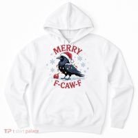 Merry F-Caw-F Crow Funny Christmas X-Mas Hoodie thumb 0