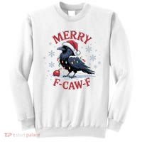 Merry F-Caw-F Crow Funny Christmas X-Mas Sweatshirt thumb 0