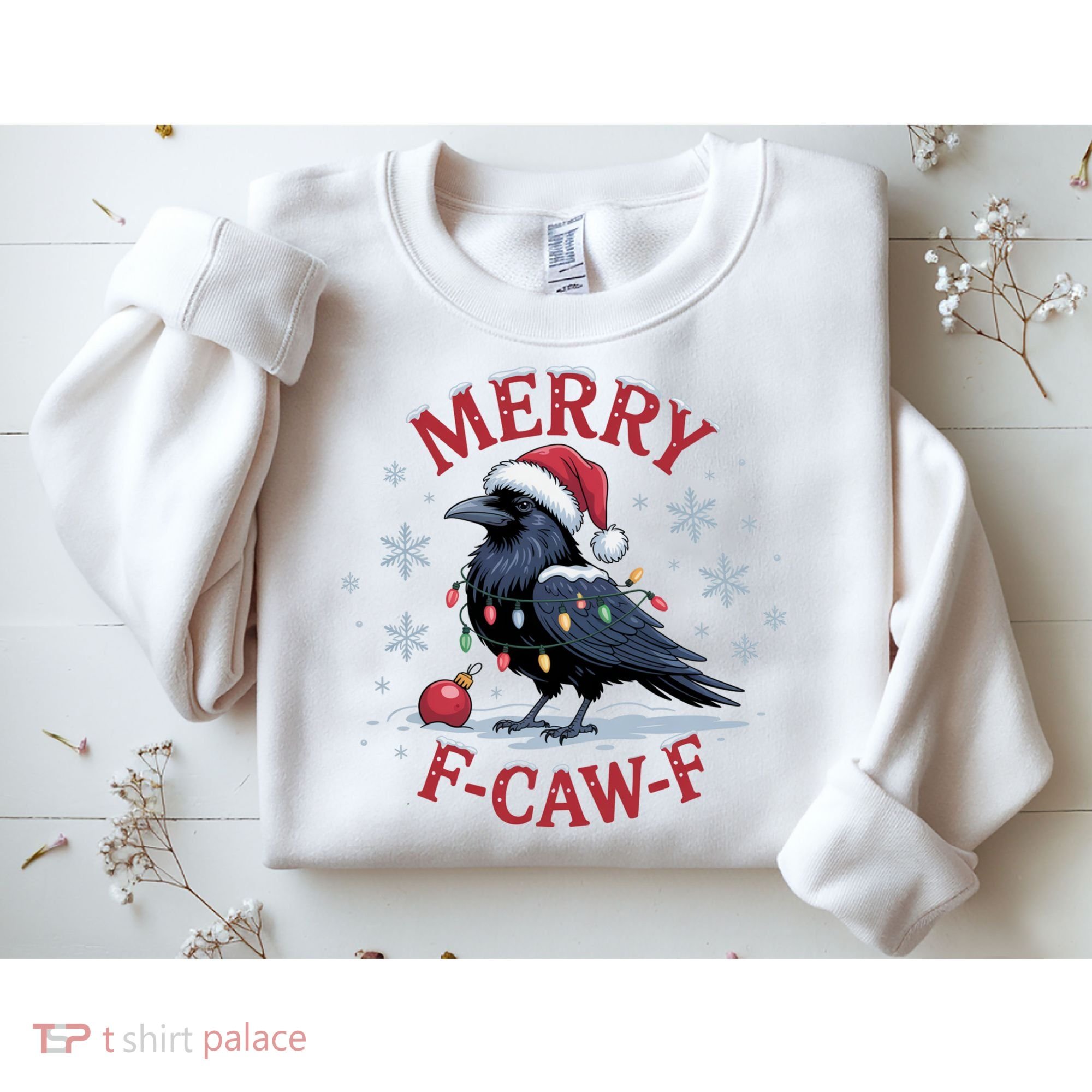 Merry F-Caw-F Crow Funny Christmas X-Mas Sweatshirt