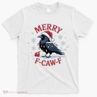 Merry F-Caw-F Crow Funny Christmas X-Mas T-Shirt thumb 0