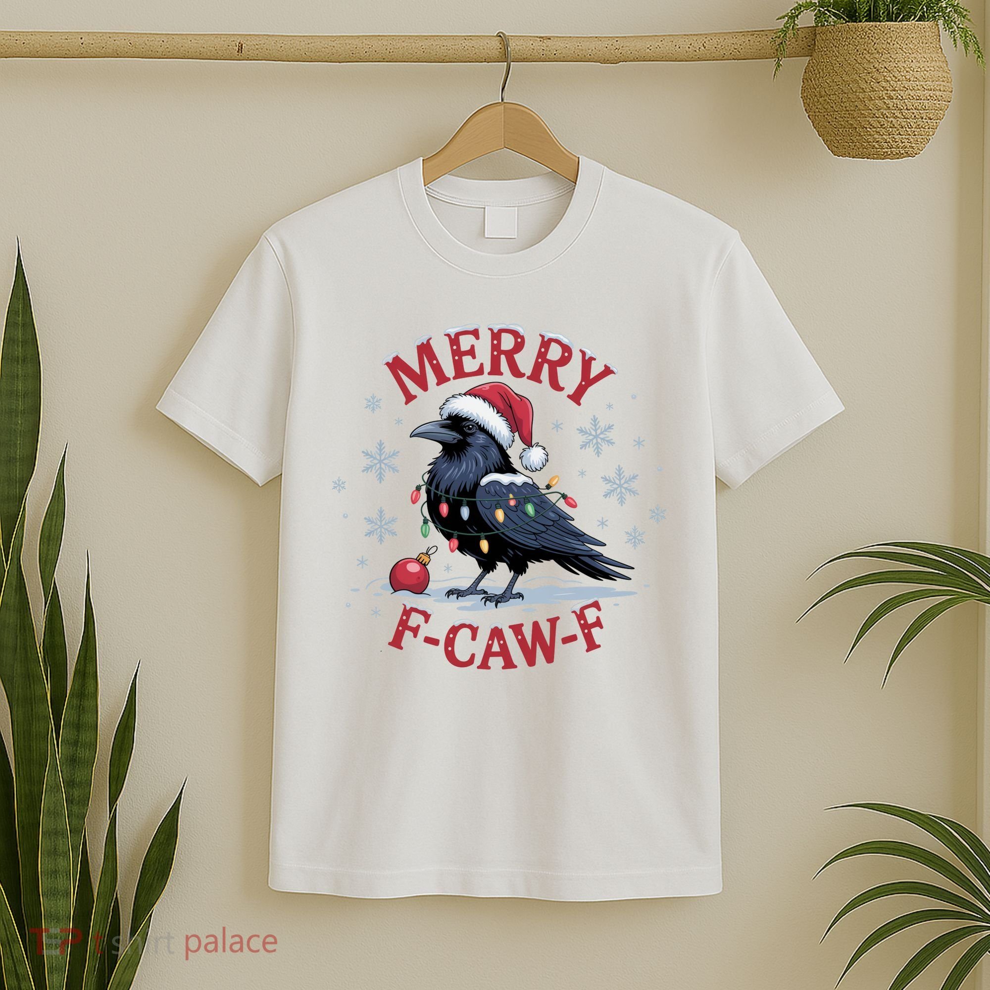 Merry F-Caw-F Crow Funny Christmas X-Mas T-Shirt