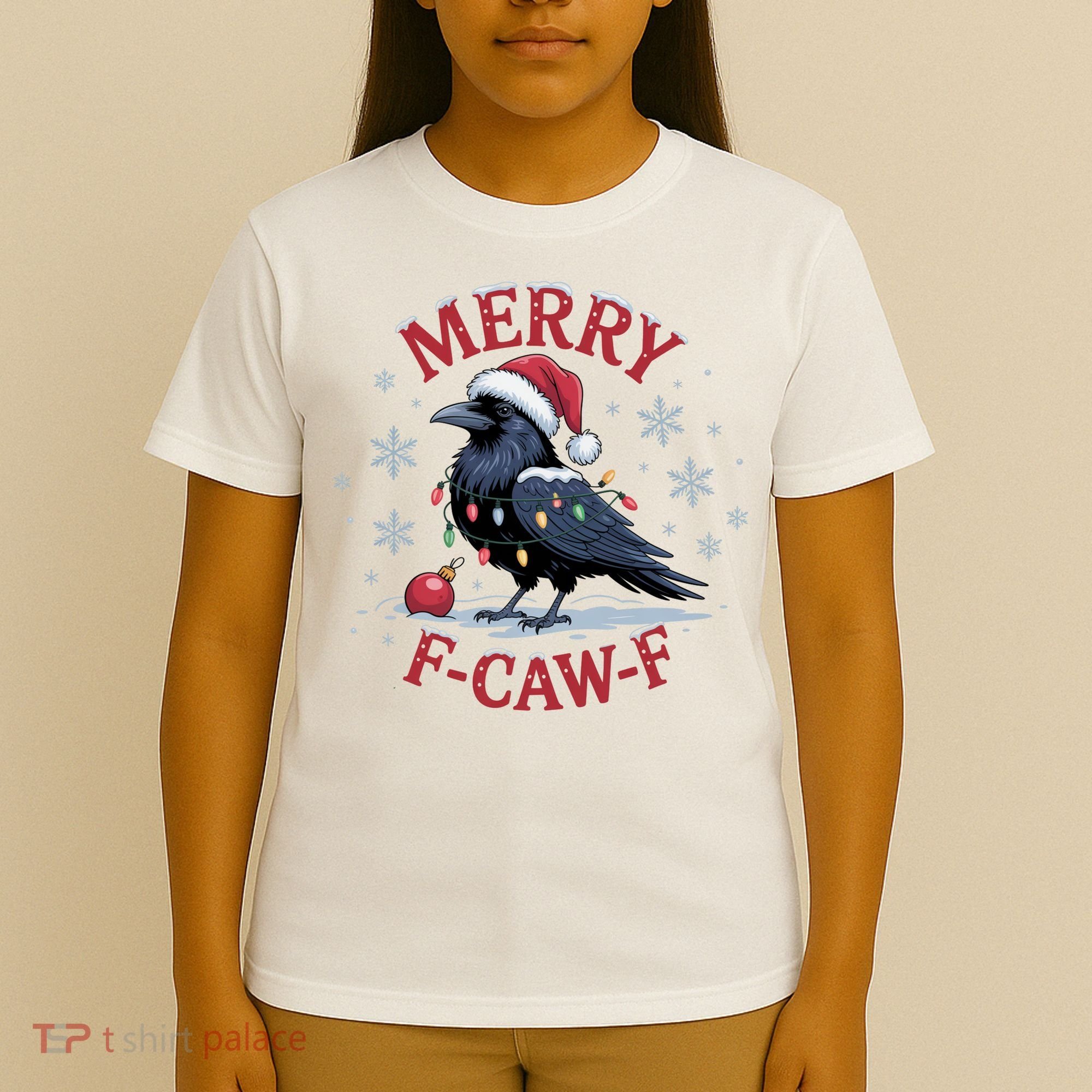 Merry F-Caw-F Crow Funny Christmas X-Mas T-Shirt