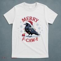 Merry F-Caw-F Crow Funny Christmas X-Mas T-Shirt thumb 5