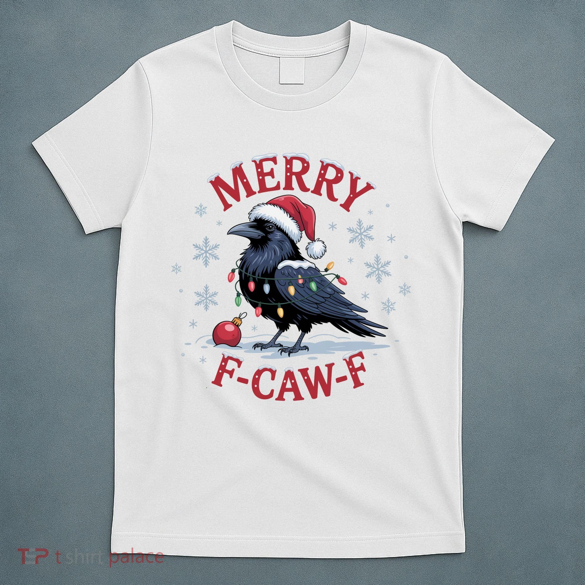 Merry F-Caw-F Crow Funny Christmas X-Mas T-Shirt