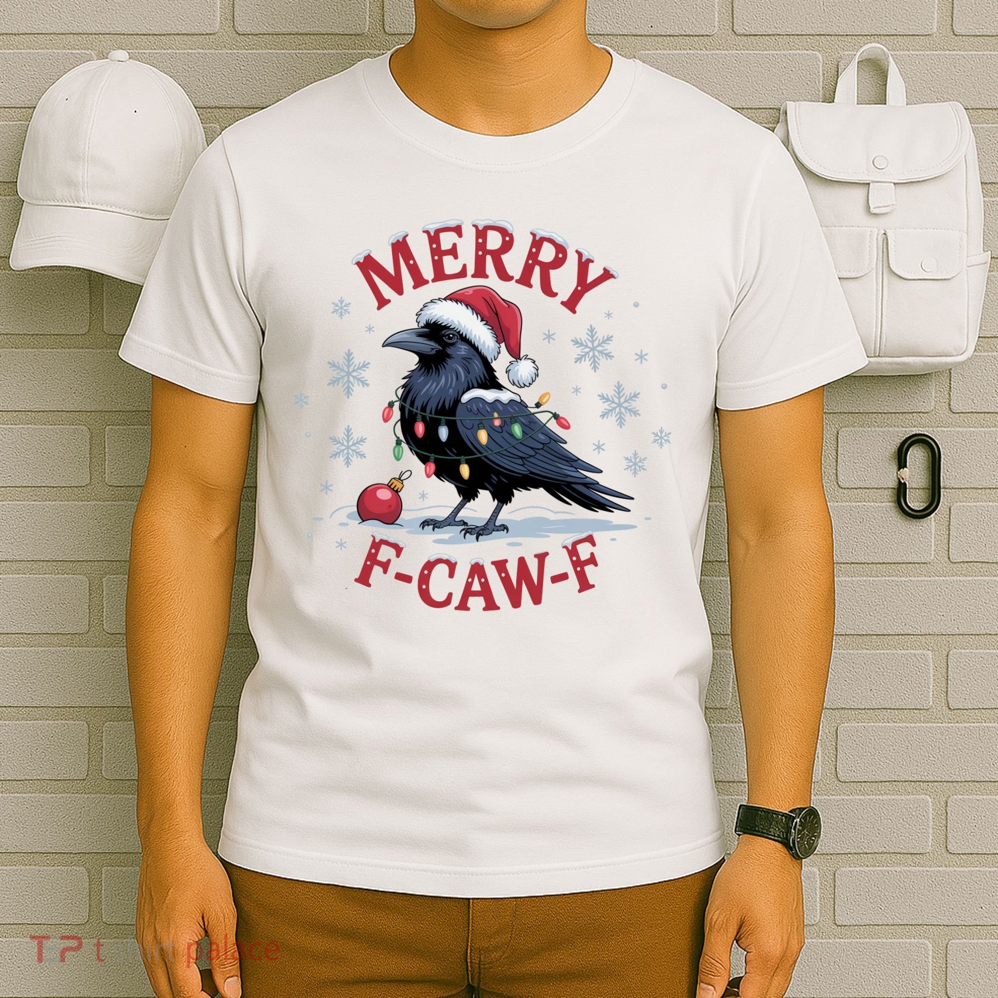 Merry F-Caw-F Crow Funny Christmas X-Mas T-Shirt