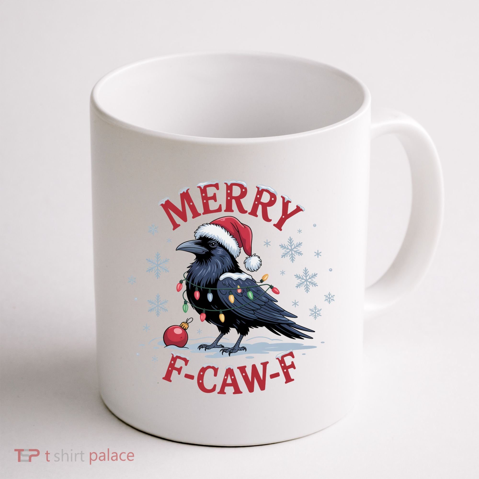 Merry F-Caw-F Crow Funny Christmas X-Mas Coffee Mug