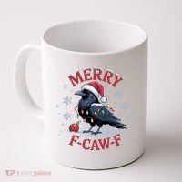 Merry F-Caw-F Crow Funny Christmas X-Mas Coffee Mug thumb 0