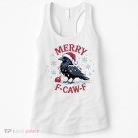 Merry F-Caw-F Crow Funny Christmas X-Mas Women's Tank Top thumb 0