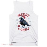 Merry F-Caw-F Crow Funny Christmas X-Mas Tank Top thumb 0